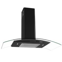 Coifa de Parede Clean Vidro Curvo Preto 90cm Nardelli
