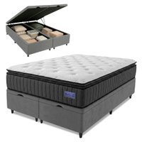 Cama Box Baú King Colchão Ortopédico Titã Molas Ensacadas Pillow Top 193x203x75cm Hip Sleep