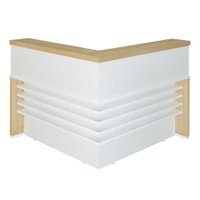 Mesa Balcao Atendimento Recepcao Tampo Tamburato 148X148 cm Carvalho Branco Artany