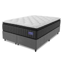 Cama Box King Colchão Ortopédico Titã Molas Ensacadas Pillow Top 193x203x72cm Hip Sleep Grafite / Cinza