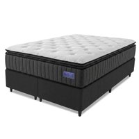 Cama Box Queen Colchão Ortopédico Titã Molas Ensacadas Pillow Top 158x198x72cm Hip Sleep Grafite / Preto