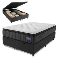 Cama Box Baú King Colchão Ortopédico Titã com Molas Ensacadas Pillow Top 193x203x75cm Hip Sleep