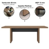 Mesa de Reuniao Escritorio 205X91 cm E Balcao 2 Portas 90 cm Nogal Preto Artany