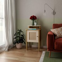 Mesa Lateral Retangular Charlotte 1 PT Carvalho e Off White