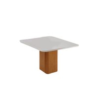 Mesa Jantar Maldivas MDF/Vidro 90cm Naturale/Off Rufato