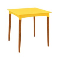 Mesa Tramontina Laura Rattan 70 cm Polipropileno Amarelo Pernas Madeira