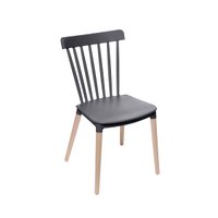 Cadeira Midi Preta em Polipropileno Base em Madeira Or Design