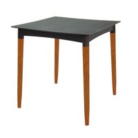 Mesa Tramontina Laura Rattan 70 cm Polipropileno Preto Pernas Madeira