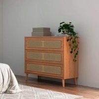 Cômoda 3 Gavetas em MDF Palha Freijó 105x96x45 cm Dalla Costa