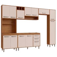 Cozinha Compacta 5 Peças 298x218 cm Balcao Para Pia Malta Freijo Off Acetinado POLIMAN