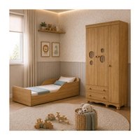 Jogo de Quarto Infantil Minicama com Colchão Incluso e Guarda-roupa Suspiro Multimóveis MP4829 Madeirado