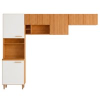 Cozinha Compacta 3 Peças 260x206 cm Sicilia Freijo Off Ripado Frisado POLIMAN