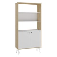 Estante Multiuso 2 Prateleiras 2 Portas 90X183 cm Carvalho Branco Artany