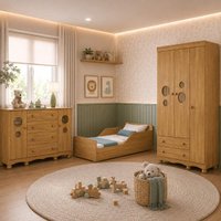 Quarto Infantil Completo com Minicama Montessoriana e Colchão Incluso Suspiro Multimóveis MP4828 Madeirado