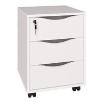 Gaveteiro 3 Gavetas Com Rodizios 40x55 cm Branco Artany