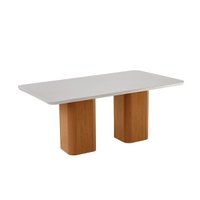 Mesa Jantar Maldivas MDF/Vidro 180cm Naturale/Off Rufato