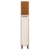 Paneleiro Simples 2 Portas 218x40 cm Malta Freijo Ripado Off Acetinado POLIMAN
