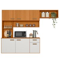 Cozinha Compacta Suspensa 180x136 cm Manu Freijo Off Ripado Frisado POLIMAN