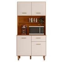 Kit Cozinha 4 Portas 1 Gaveta 90x188 cm New Izis Freijo Off Acetinado POLIMAN