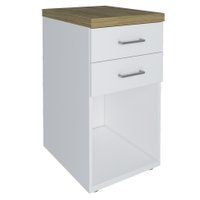 Mesa de Cabeceira Toq 2 Gavetas Branca e Olmo