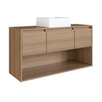 Gabinete de Banheiro Suspenso 110cm com 2 Gavetas Porta e Nicho Lavinia com Cuba Mel