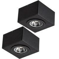 Jogo 2 Spots GU10 Luminárias Teto Plafon Box Quadrados Sobrepor 13cm Pretos Dital Decoração