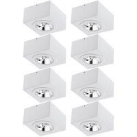 Kit 8 Plafons de Sobrepor Branco GU10 Luminárias de Teto Quadradas 17cm 12w