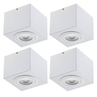 Kit 4 Spots Plafon Luminária Branca Quadrada Sobrepor 13cm Par20 E27 Dital