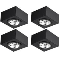 Kit 4 Luminárias Plafons Pretos de Sobrepor Box 17cm GU10 Dital 12w