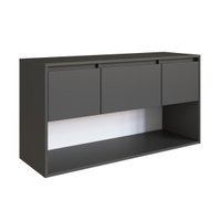Gabinete de Banheiro Suspenso 110cm com 2 Gavetas Porta e Nicho Lavinia sem Cuba Grafite