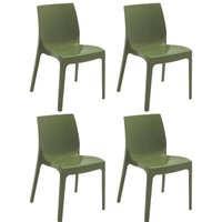 Kit 4 Cadeiras Plástica Verde Oliva Tramontina Summa Alice Lanchonete Restaurante