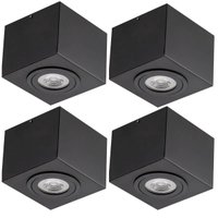 Jogo 4 Luminárias de Teto 17cm Preto Plafon E27 Par30 Box Dital
