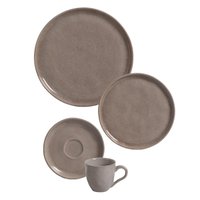 Aparelho De Jantar 24 Peças Porto Brasil Cerâmica Bio Shimeji Orgânico Mesa Posta 6 Pessoas