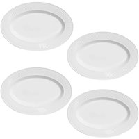 Jogo 4 Travessas Grandes Cerâmica Branca Roma Porto Brasil Oval Servir Restaurante Mesa Posta