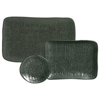 Jogo para Sushi Travessas Retangulares Ramekins 57ml Cerâmica Juta Greenery Porto Brasil 18 peças