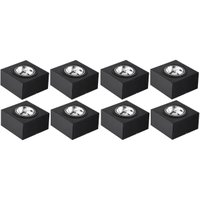 Jogo 8 Luminárias Plafons Pretos de Sobrepor Box 17cm GU10 Dital 12w