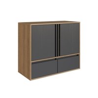 Gabinete de Banheiro Suspenso 80cm com 2 Portas e Gavetas Lara sem Cuba Mel Grafite