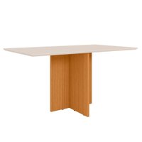 Mesa De Jantar Tampo Sem Vidro 6 Lugares 160x90 cm Helo Freijo Off White POLIMAN