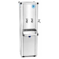 Bebedouro de Coluna 30 Litros Aguagel Inox 2 Torneiras Geladas Frente 1 Gelada Lateral 127V