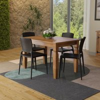 Conjunto Mesa Madeira Maciça Marin Brasil 4 Cadeiras Safira Preta Tramontina