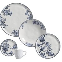 Aparelho De Jantar 20 Peças Branco Azul Porto Brasil Bio Rouxinol Cerâmica 4 Pessoas Louça Completo