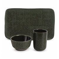Conjunto Mesa Posta Comida Japonesa Sushi Cerâmica Verde 12pçs Travessas Ramekins Copos Yunomi