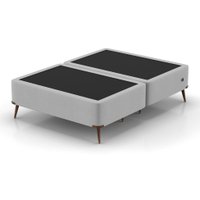 Base para Cama Box Casal com Entrada USB Night (45x138x188 cm) Suede Cinza