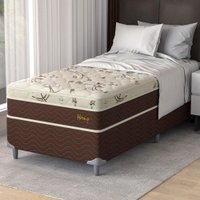 Cama Box Solteiro com Colchão Hórus (63x88x188) Bege e Marrom
