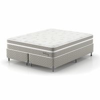 Cama Box Queen com Colchão Milani Mola Verticoil Bege