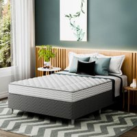 Cama Box com Colchão Casal Howie Misto D28 (17x138x188) Branco e Cinza