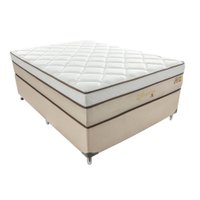 Cama Box Casal Aquarius com Colchão Casal Molas Ensacadas Bege e Branca