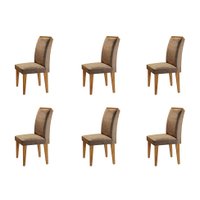 Conjunto com 6 Cadeiras Olivia Suede Animalle Chocolate e Capuccino