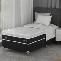 Cama Box Solteiro King com Colchão Sofisticato (65x108x198) Grafite e Branco