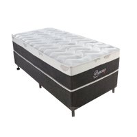 Cama Box Solteiro Pegasus com Colchão Solteiro Molas Ensacadas Cinza e Branca